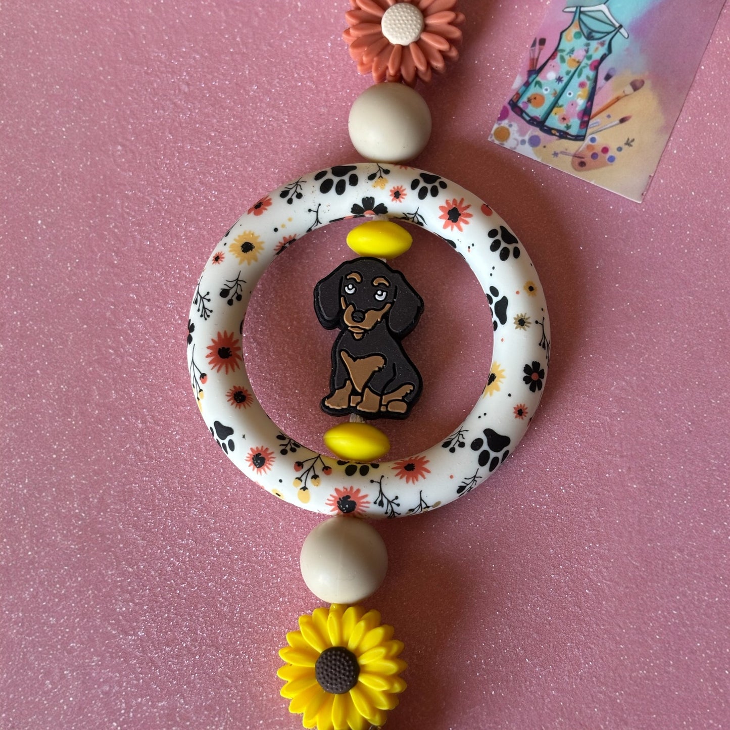 Dotson Dog Beaded Car Charm - Handmade Rearview Accessory