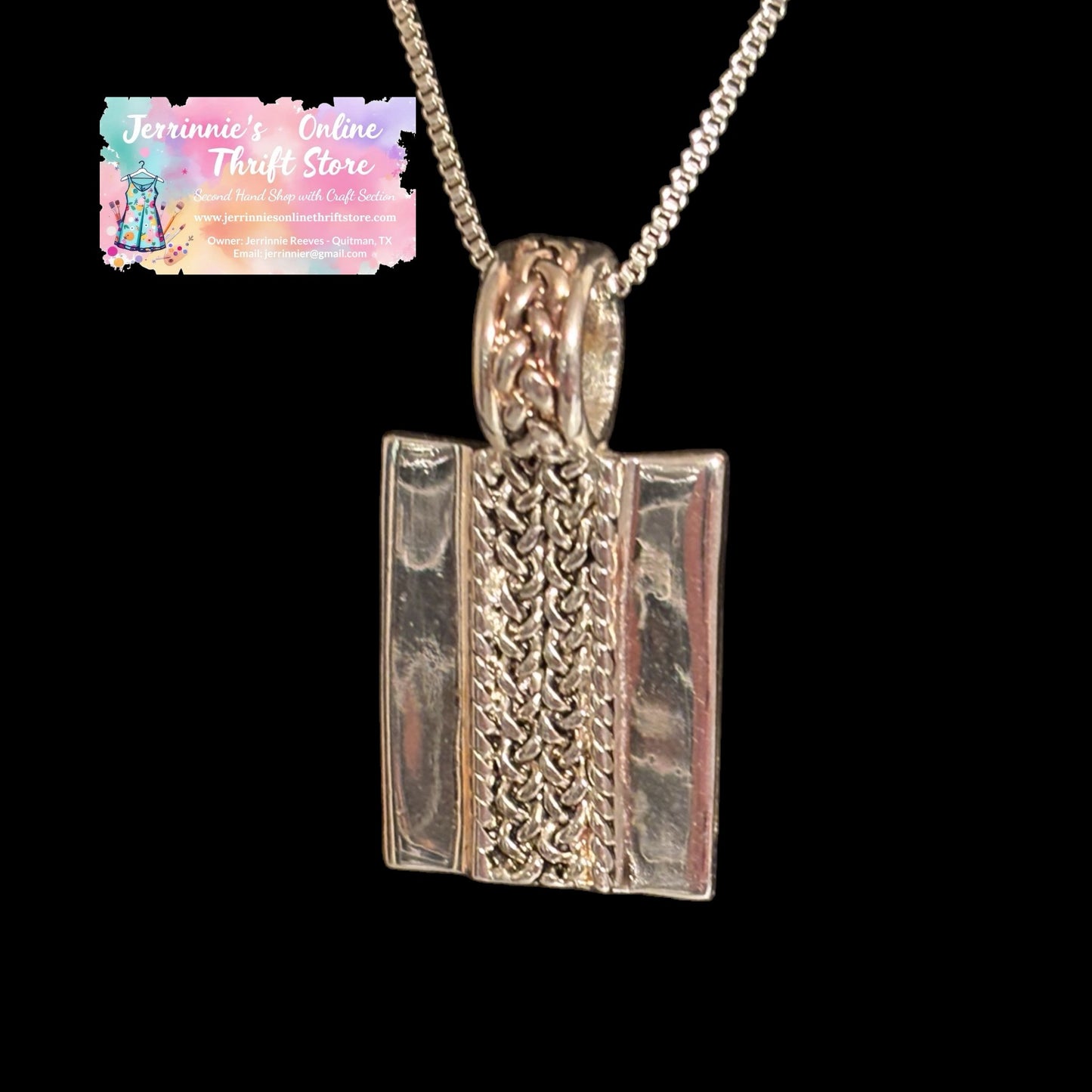Braided Design Men's Dog Tag Pendant Necklace
