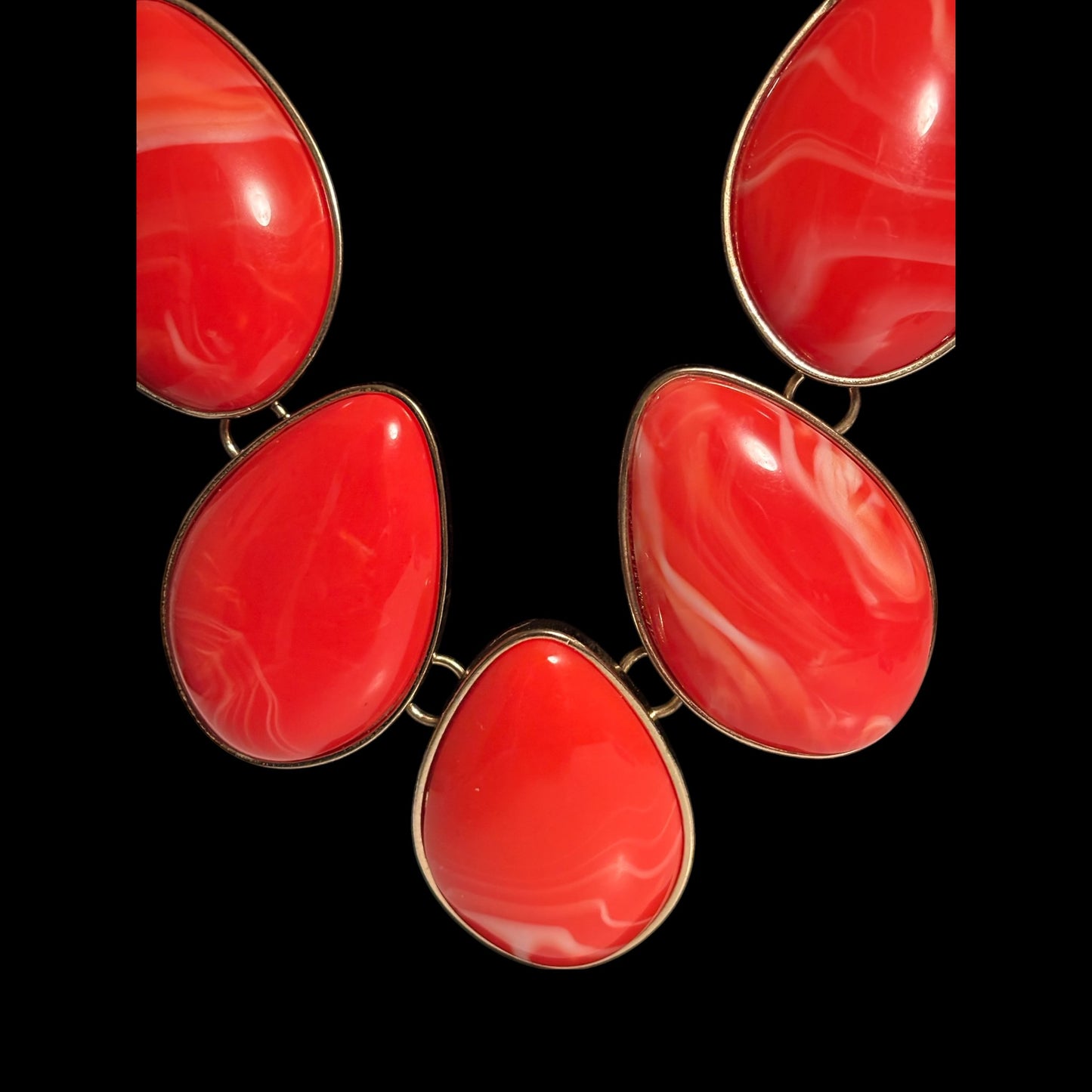 Orange Carnelian Stone Gold Tone Necklace