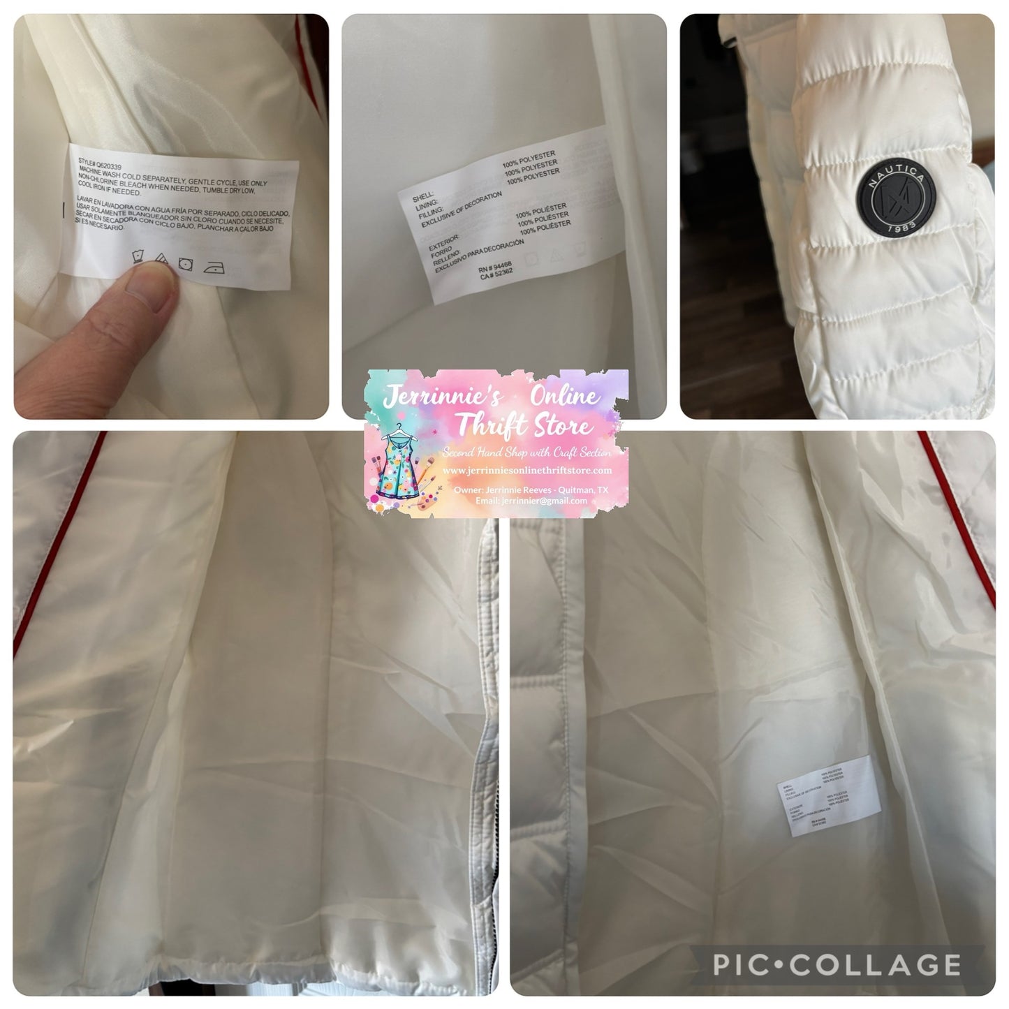 Nautica Puffer White Jacket Small