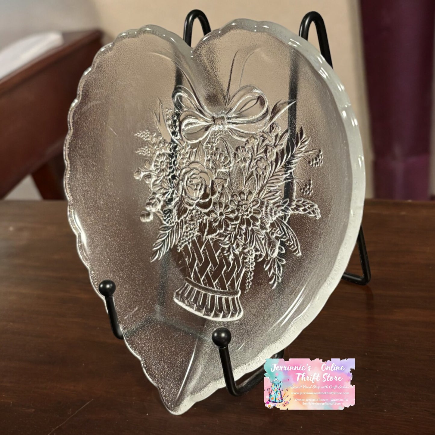 Vintage Mikasa Clear Glass Heart Shaped Dish