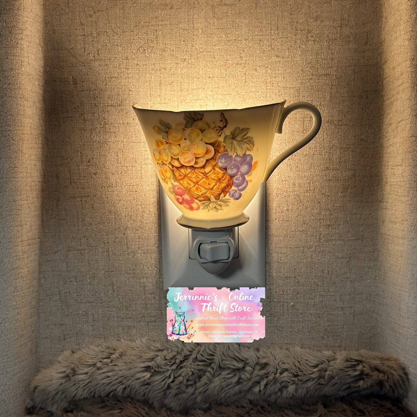 Royal Halsey Tea Cup Night Light Fruits Decoration