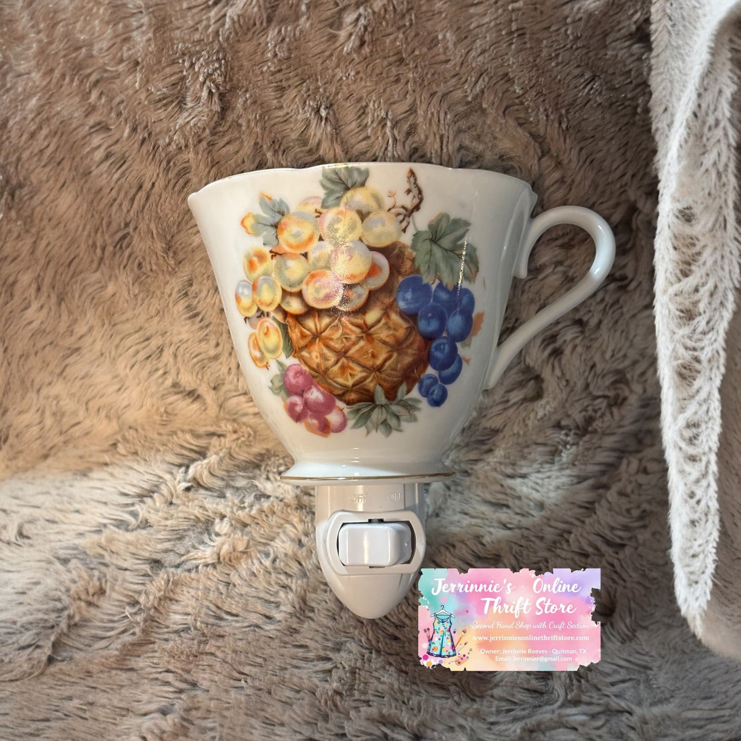 Royal Halsey Tea Cup Night Light Fruits Decoration