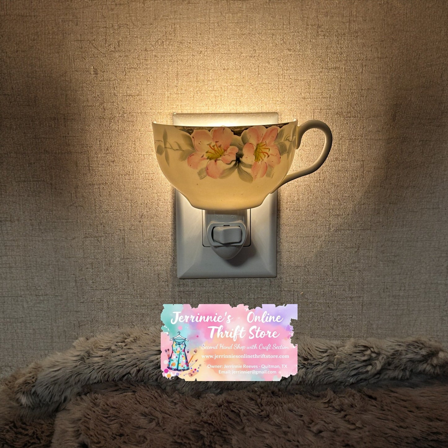 Vintage Noritake Azalea Pattern Handcrafted Tea Cup Night Light