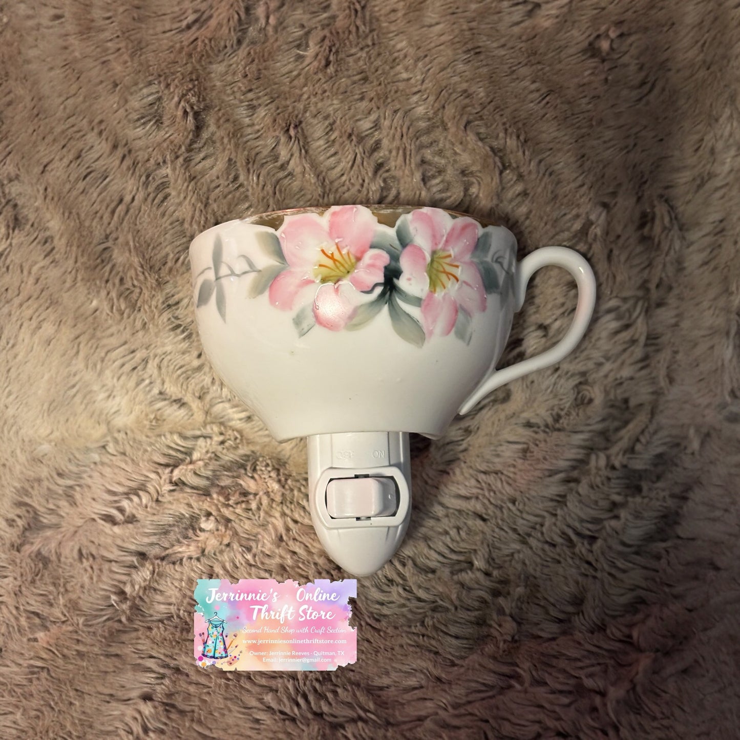 Vintage Noritake Azalea Pattern Handcrafted Tea Cup Night Light