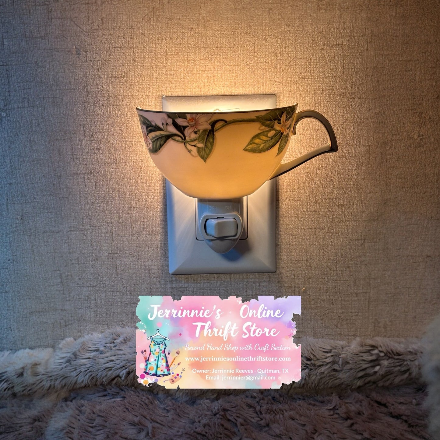 Orange Blossom Floral Tea Cup Night Light