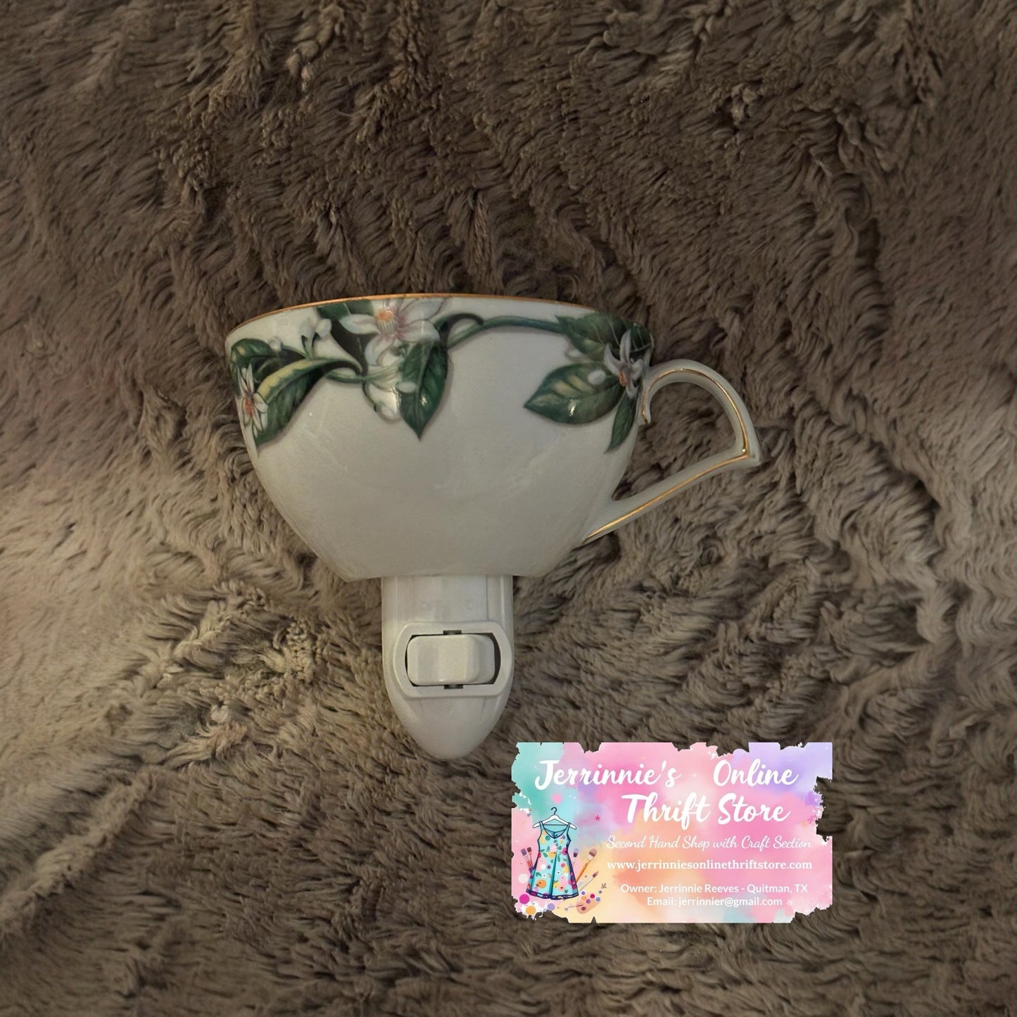 Orange Blossom Floral Tea Cup Night Light