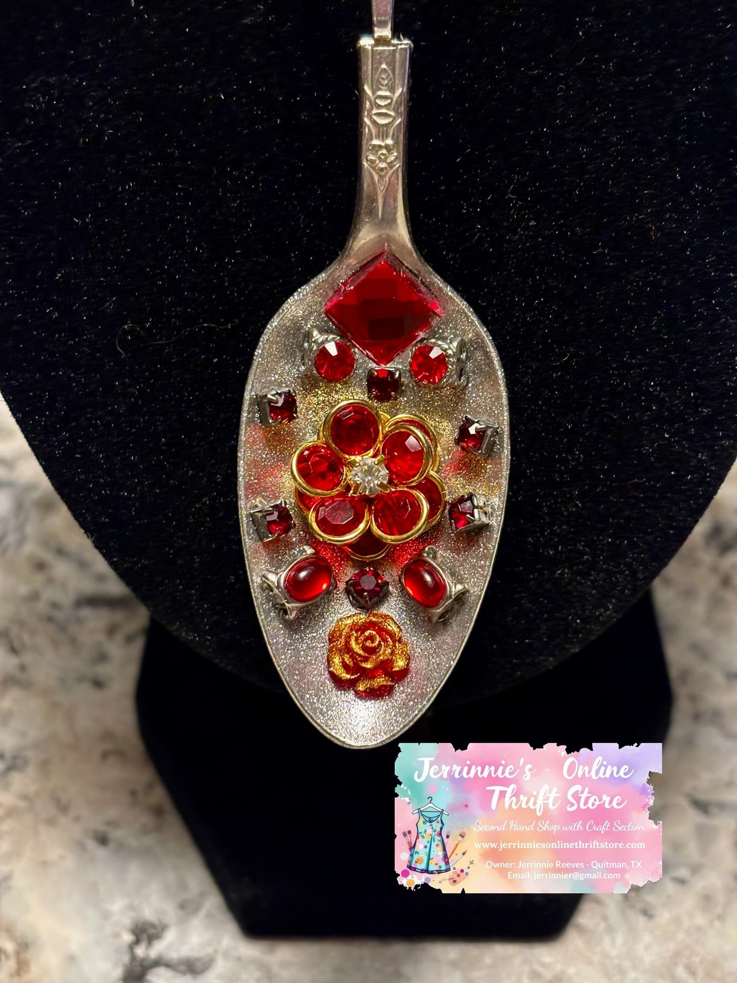 Handmade Spoon Jewelry With Red Flower