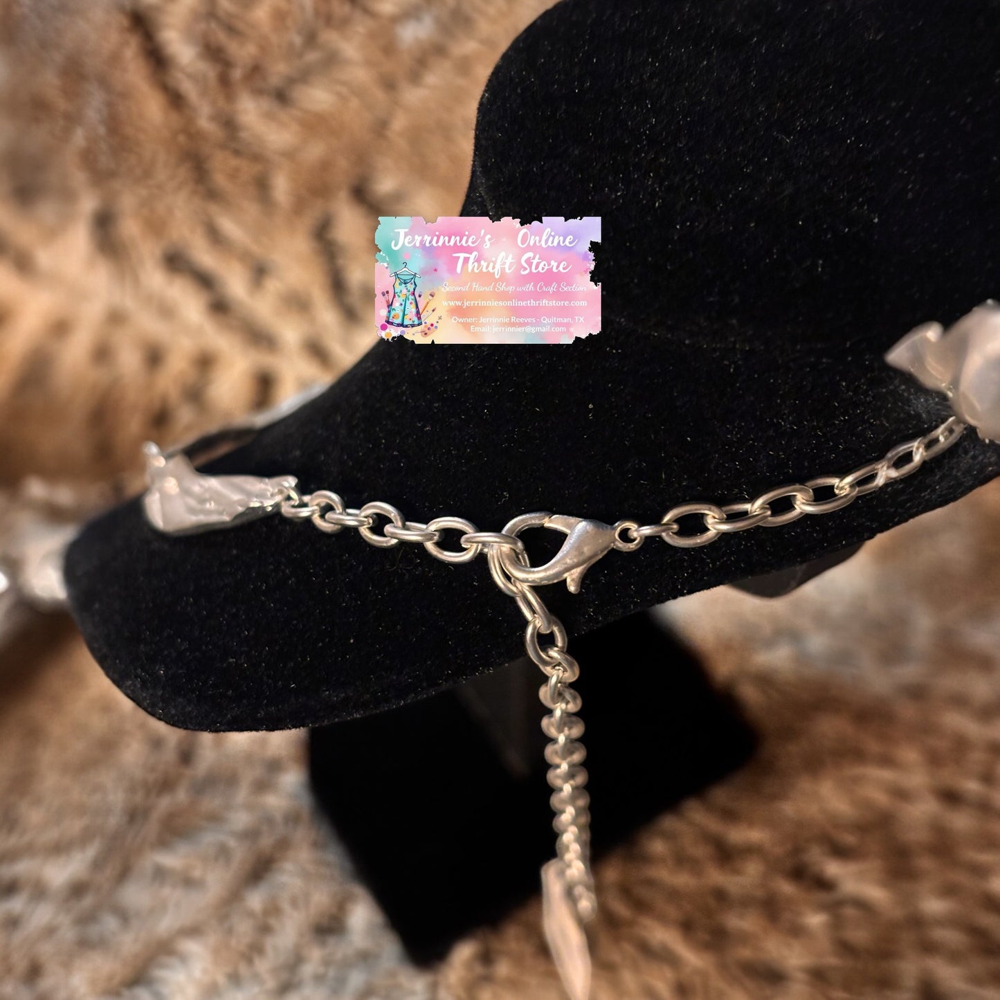 Vintage Silver-Tone Multicolor Gemstone Necklace & Earring Set