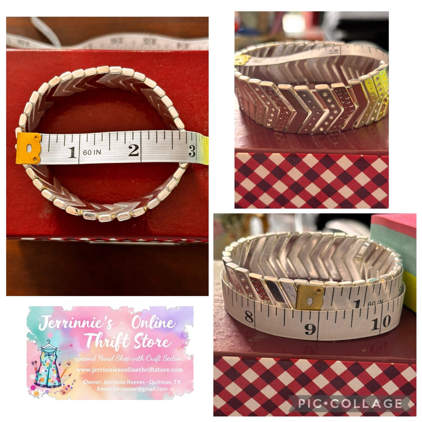 Silver-Tone Chevron Crystal Stretch Bracelet