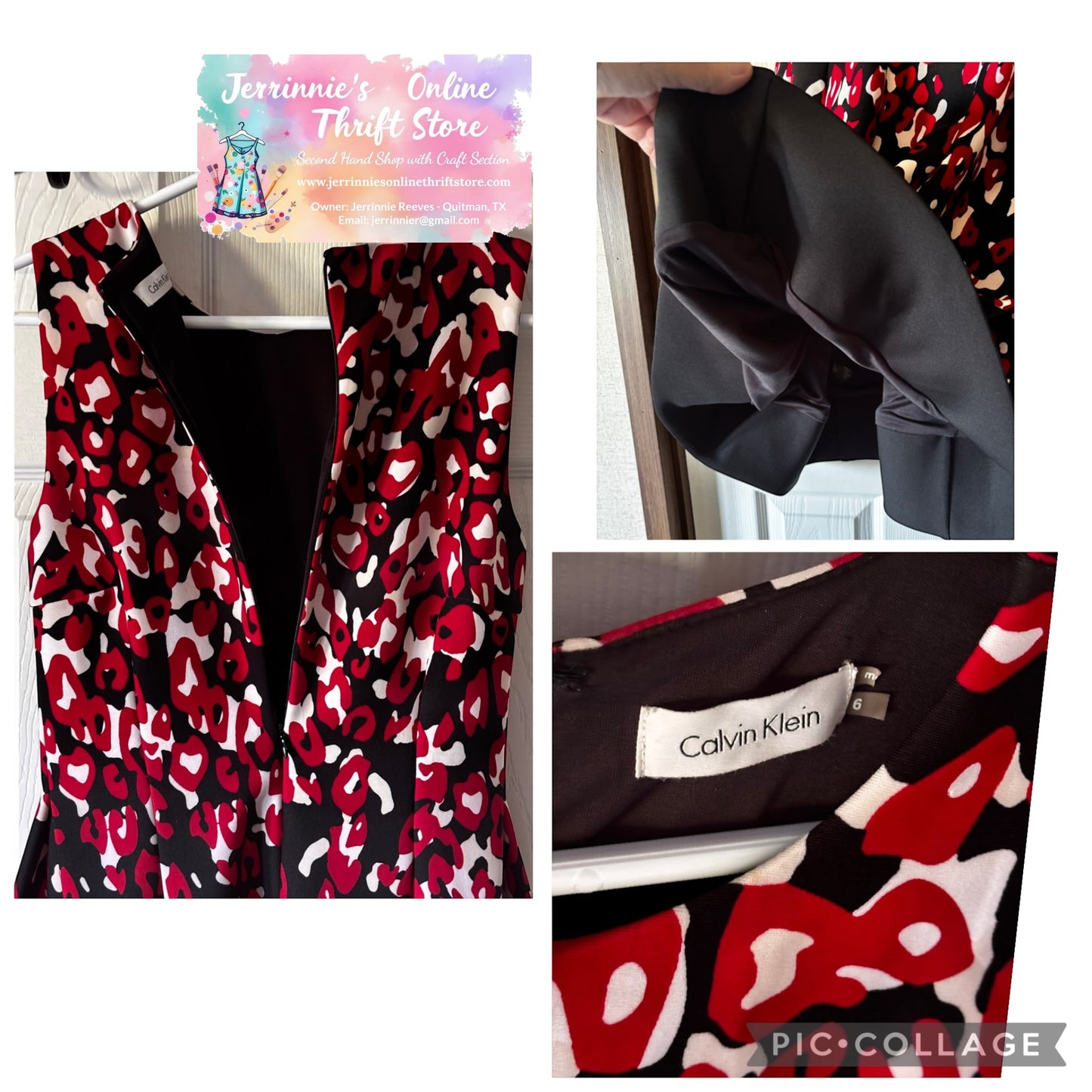 Calvin Klein Leopard Print Fit & Flare Dress – Size 6