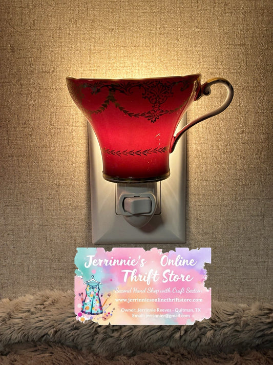 Aynsley Tea Cup Night Light Staffordshire With Red Glaze