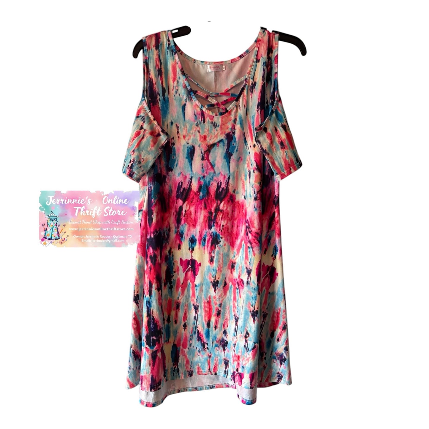 Bluetime Summer Cold Shoulder Criss Cross Neckline Casual Dress