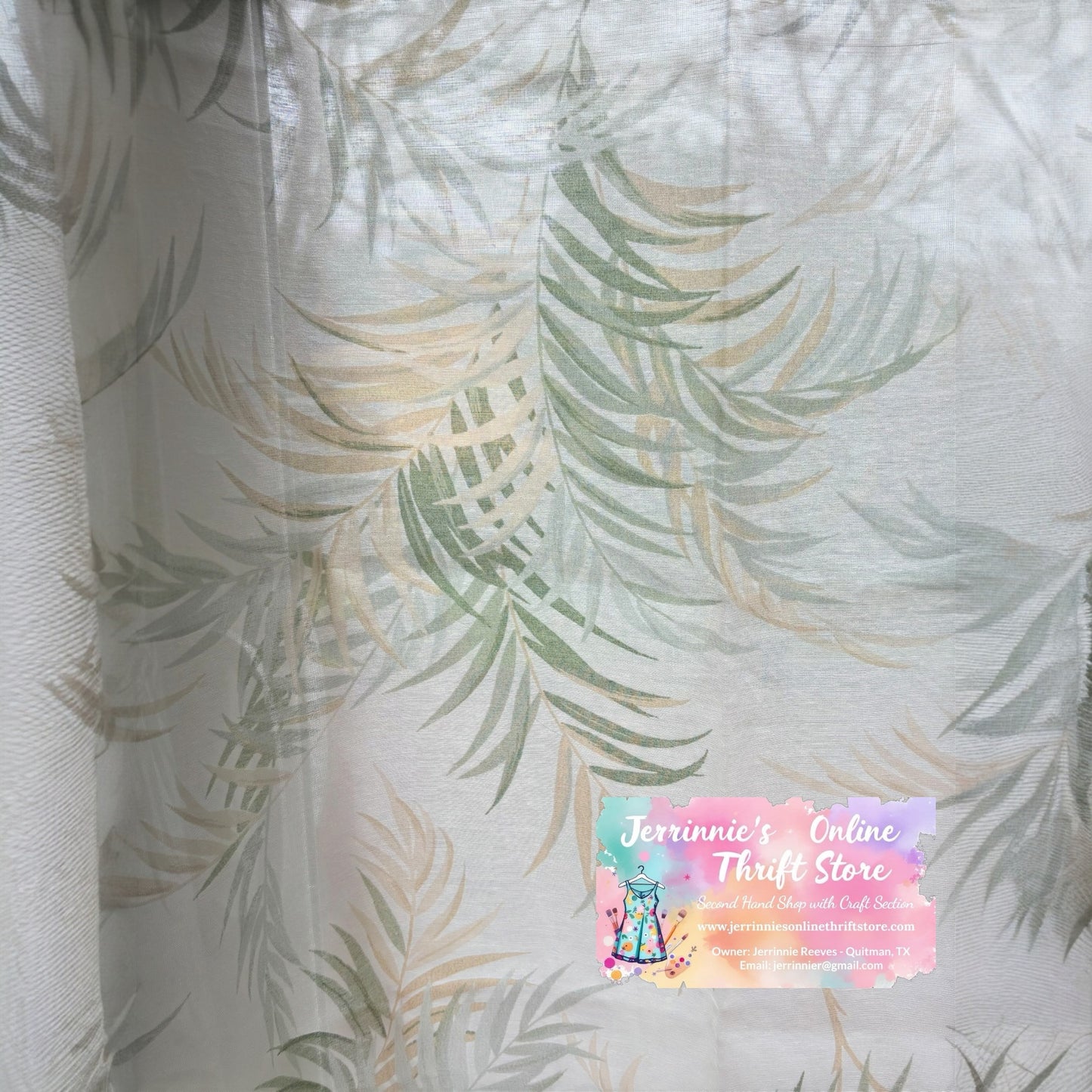 Sheer Curtain Palm Printed Theme Set of 2
