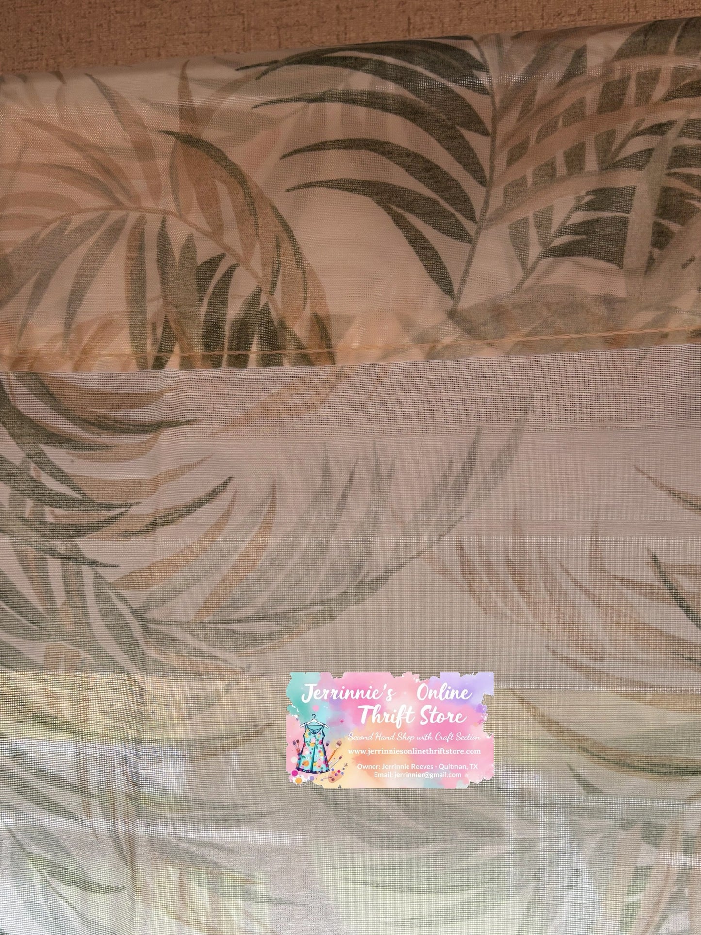 Sheer Curtain Palm Printed Theme Set of 2