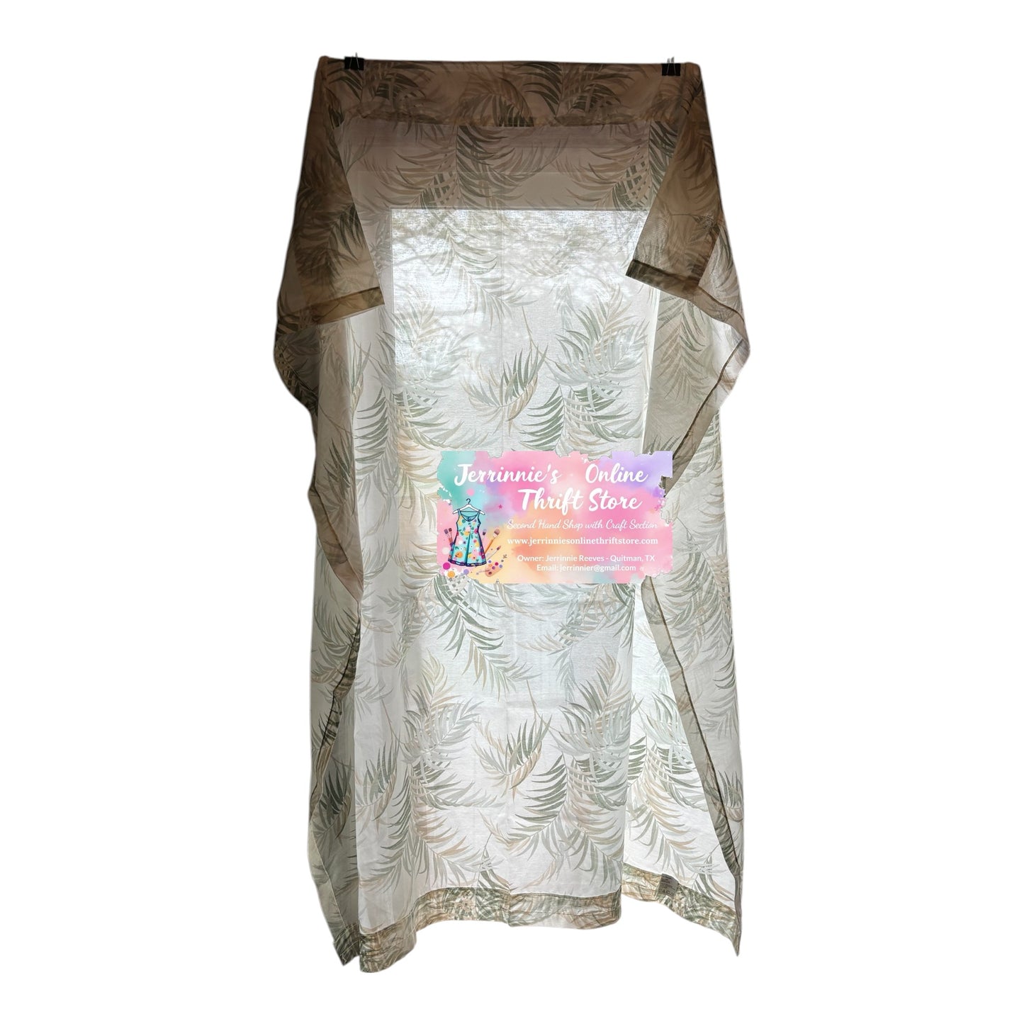 Sheer Curtain Palm Printed Theme Set of 2