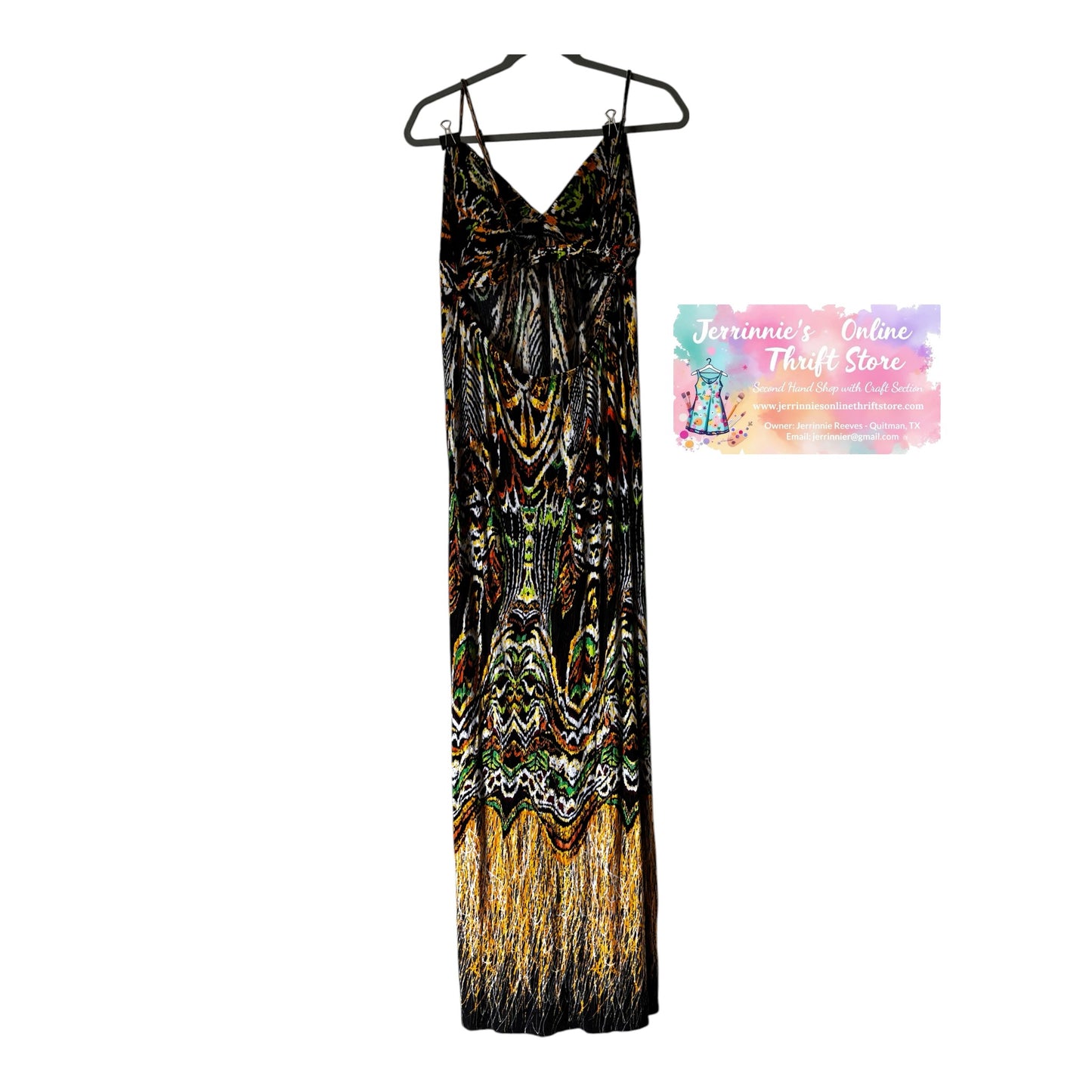 BCBGMaxAzria Peacock Print Maxi Slip Dress
