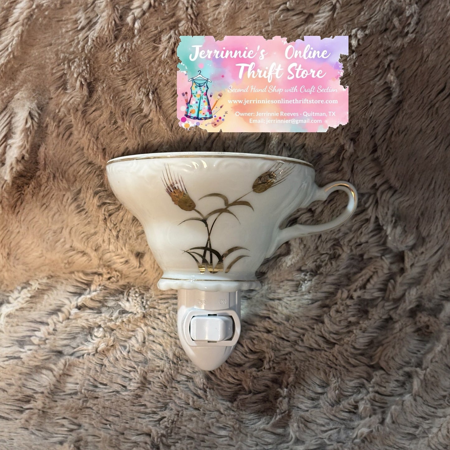 Vintage Lefton Tea Cup Night Light Wheat Pattern