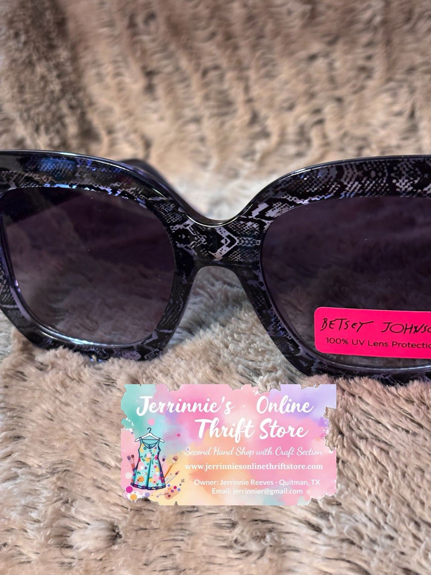 Betsey Johnson Oversized Sunglasses with Snakeskin Pattern