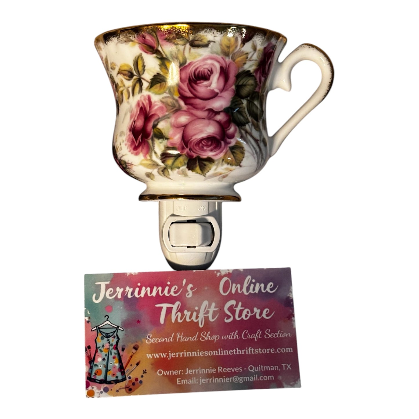 Bone China Staffordshire Floral Rose Teacup Night Light