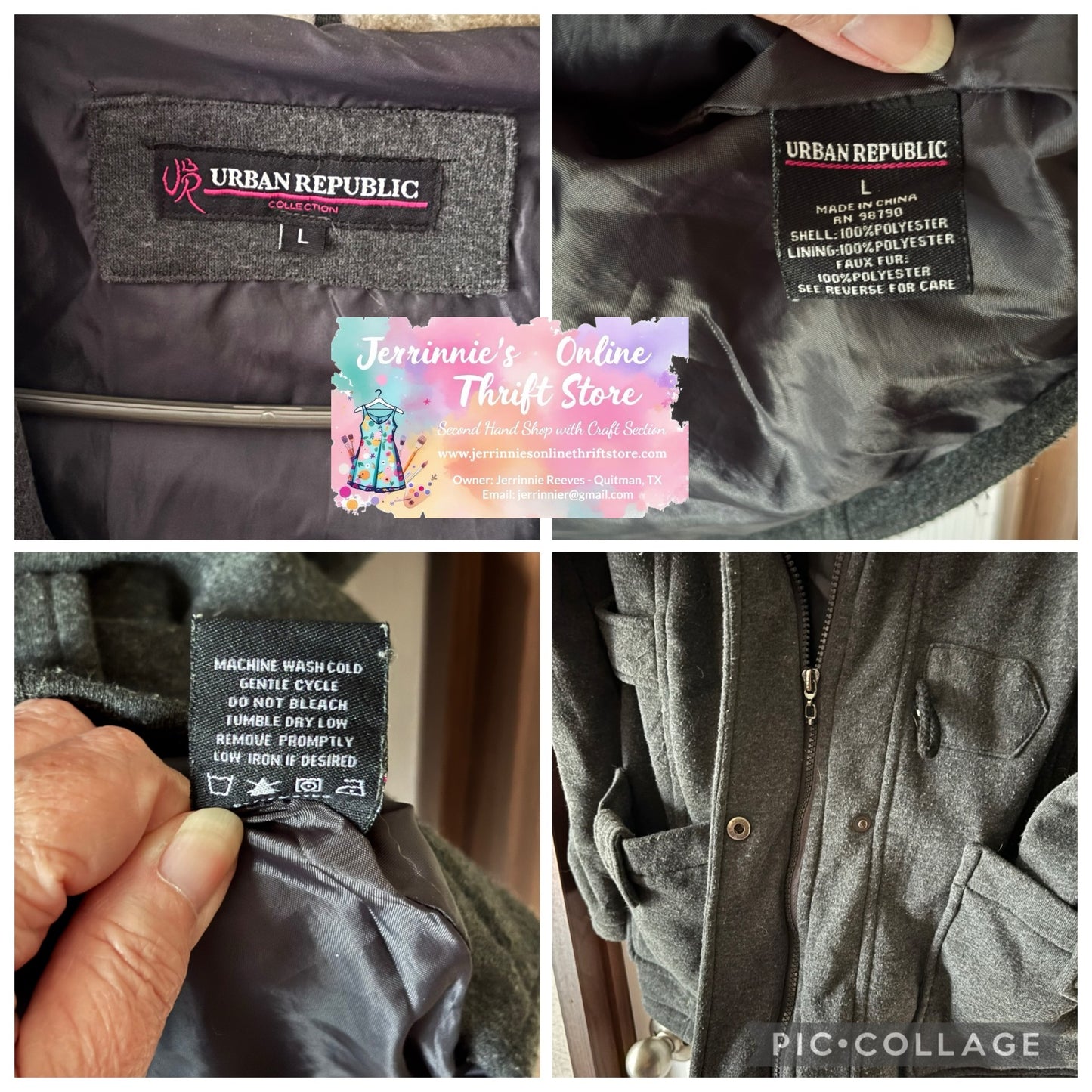 Urban Republic Hooded Utility Jacket – Charcoal Gray