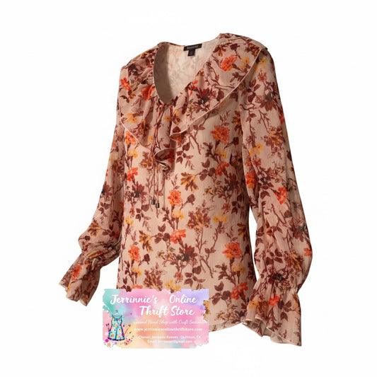 Floral Chiffon Ruffle Blouse – Long Sleeve Boho Top