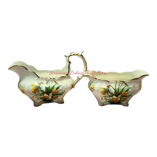 Hammersley Daffodil Pattern Sugar & Creamer Set