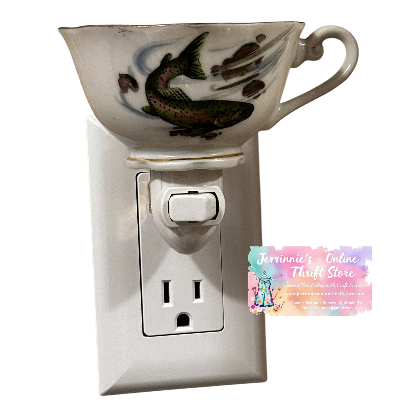 Vintage Fish Trout Teacup Night Light – Plug-In
