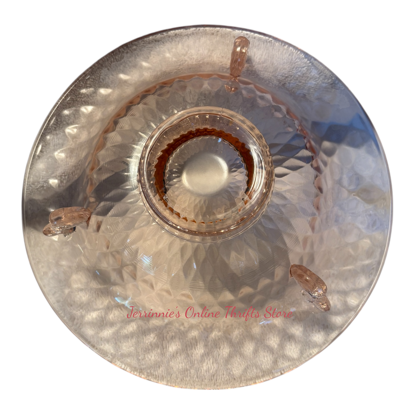 Pink Depression Glass Bowl With Dolphin Feet