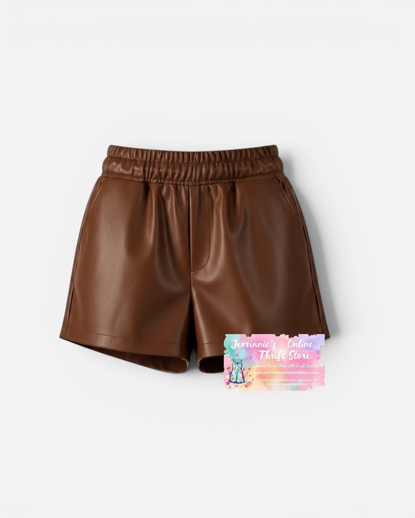 Brown Faux Leather Paperbag Waist Shorts