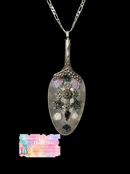 Handmade Gothic Cross Spoon Pendant Necklace