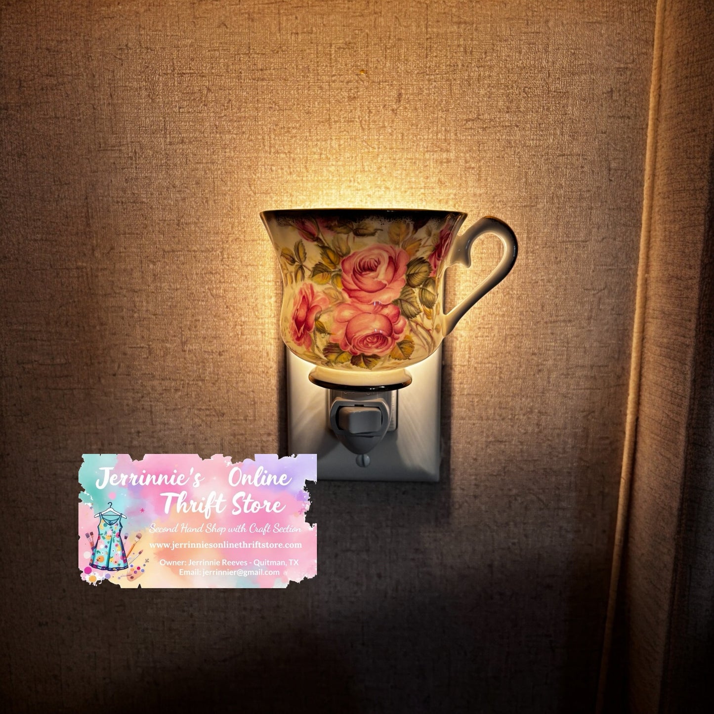 Bone China Staffordshire Floral Rose Teacup Night Light