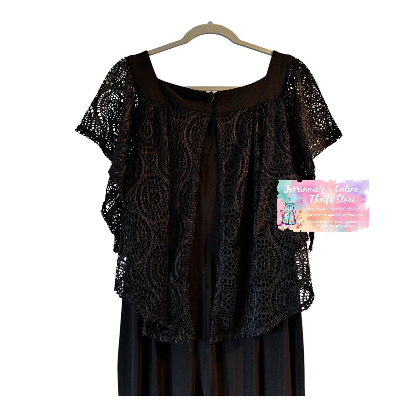 Cato Black Lace Flutter Sleeve Jumpsuit Size 16