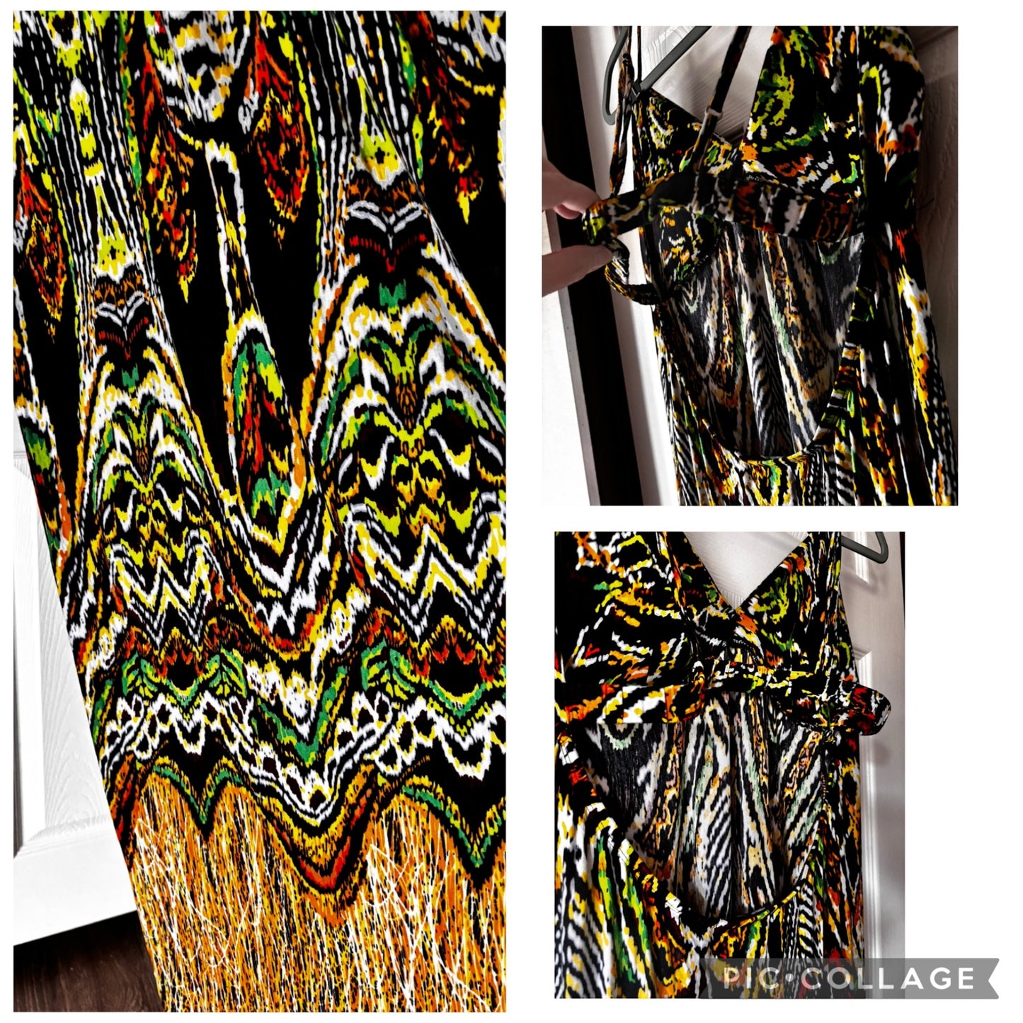 BCBGMaxAzria Peacock Print Maxi Slip Dress