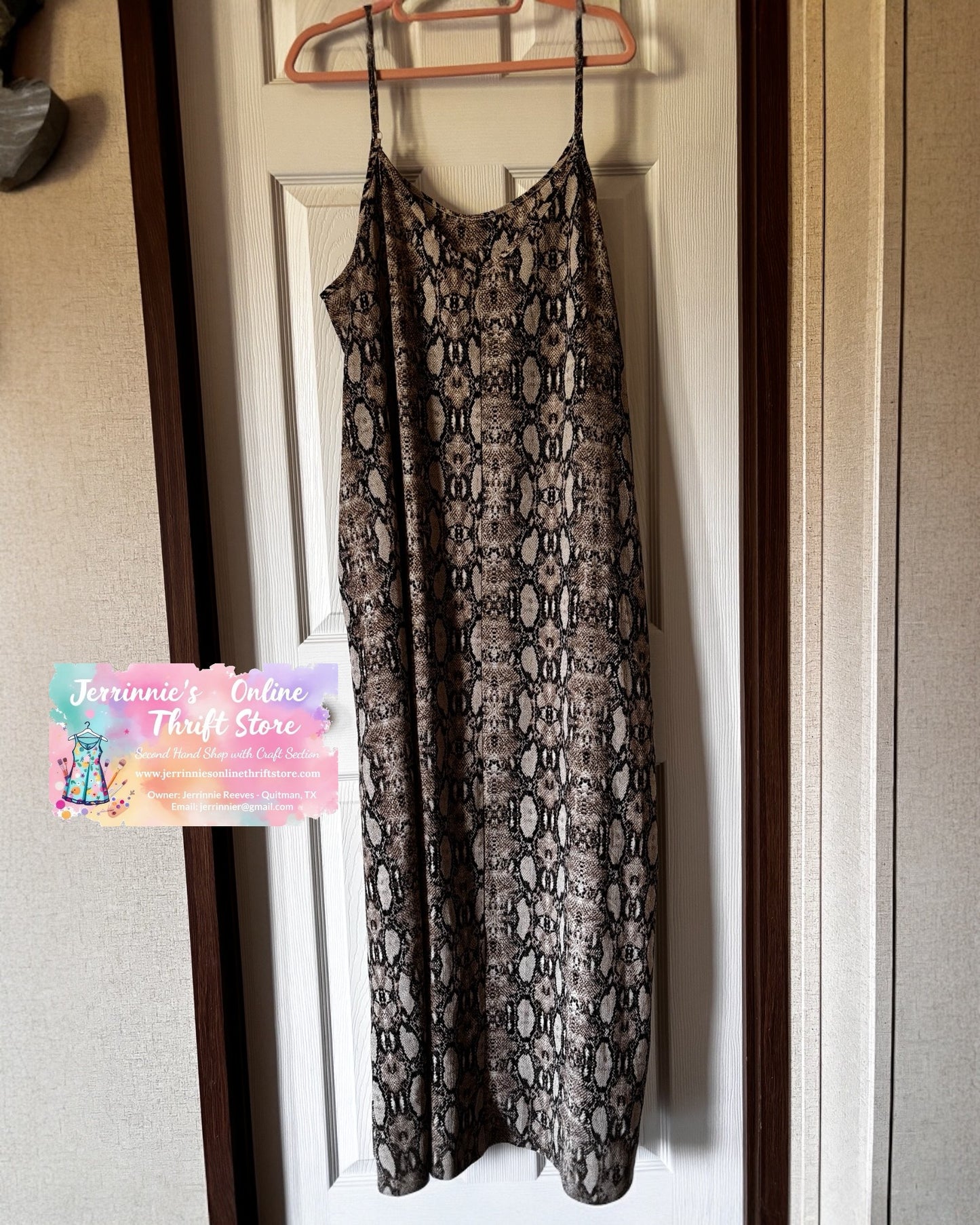Snakeskin Print Maxi Slip Dress - 3XL