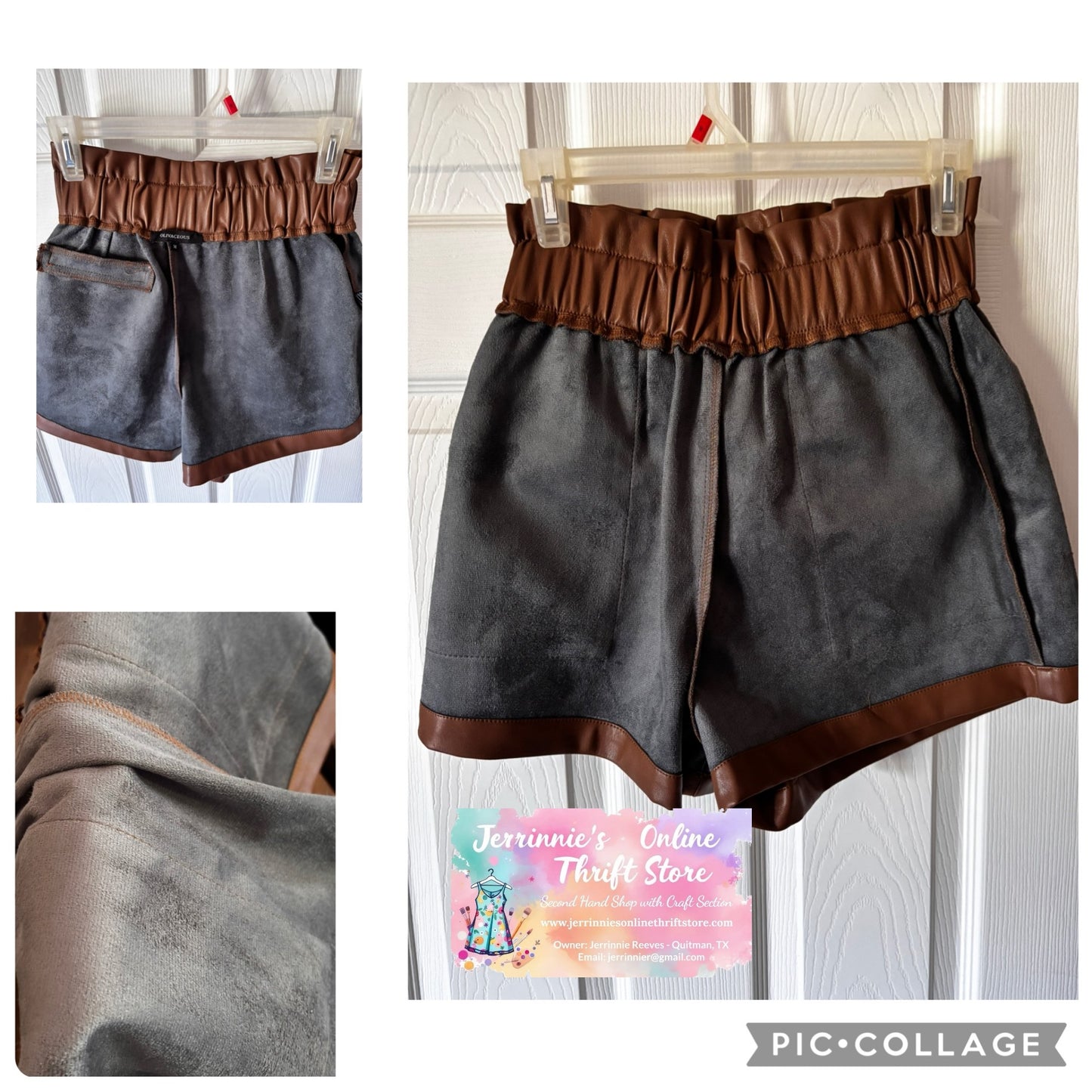 Brown Faux Leather Paperbag Waist Shorts