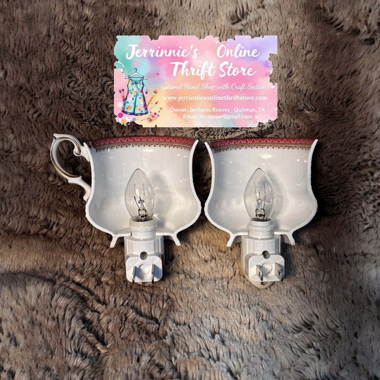 Vintage Queens China Teacup Night Light Sold As A Set