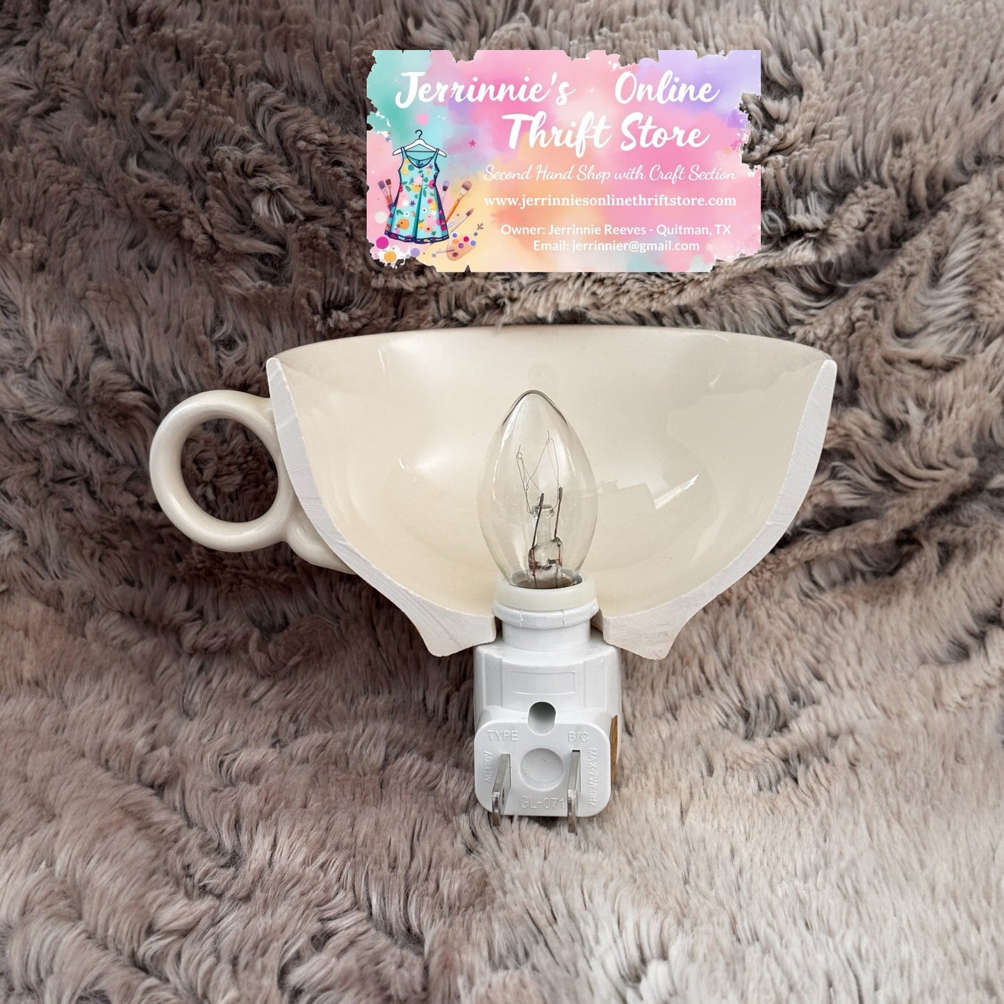 Tea Cup Night Light Handcrafted Pink Rose