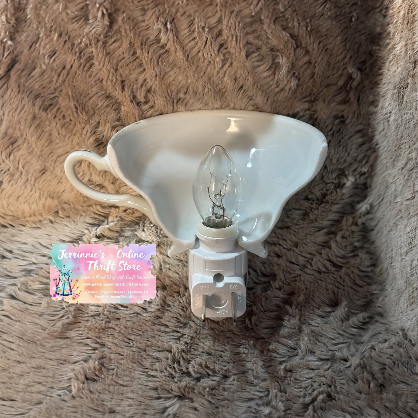 Vintage Lefton Tea Cup Night Light Wheat Pattern