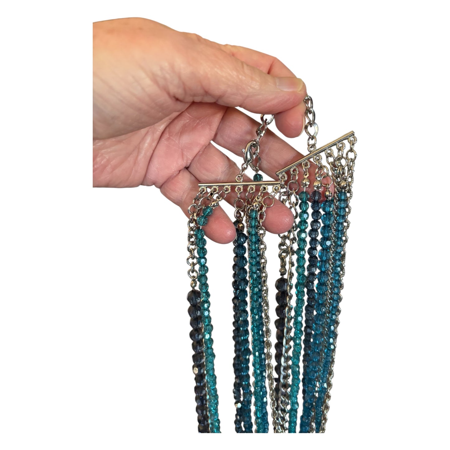 Vintage Long Blue Bicone Necklace