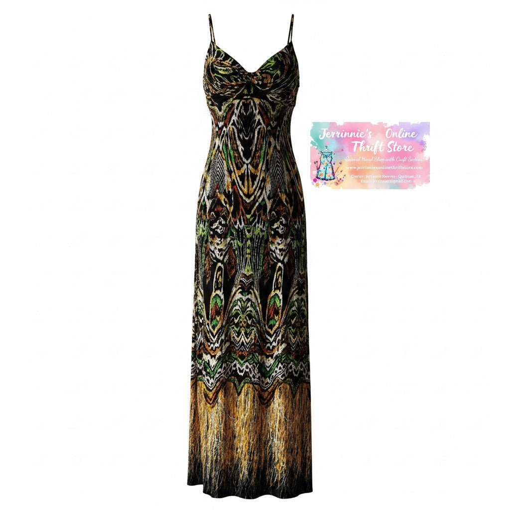 BCBGMaxAzria Peacock Print Maxi Slip Dress