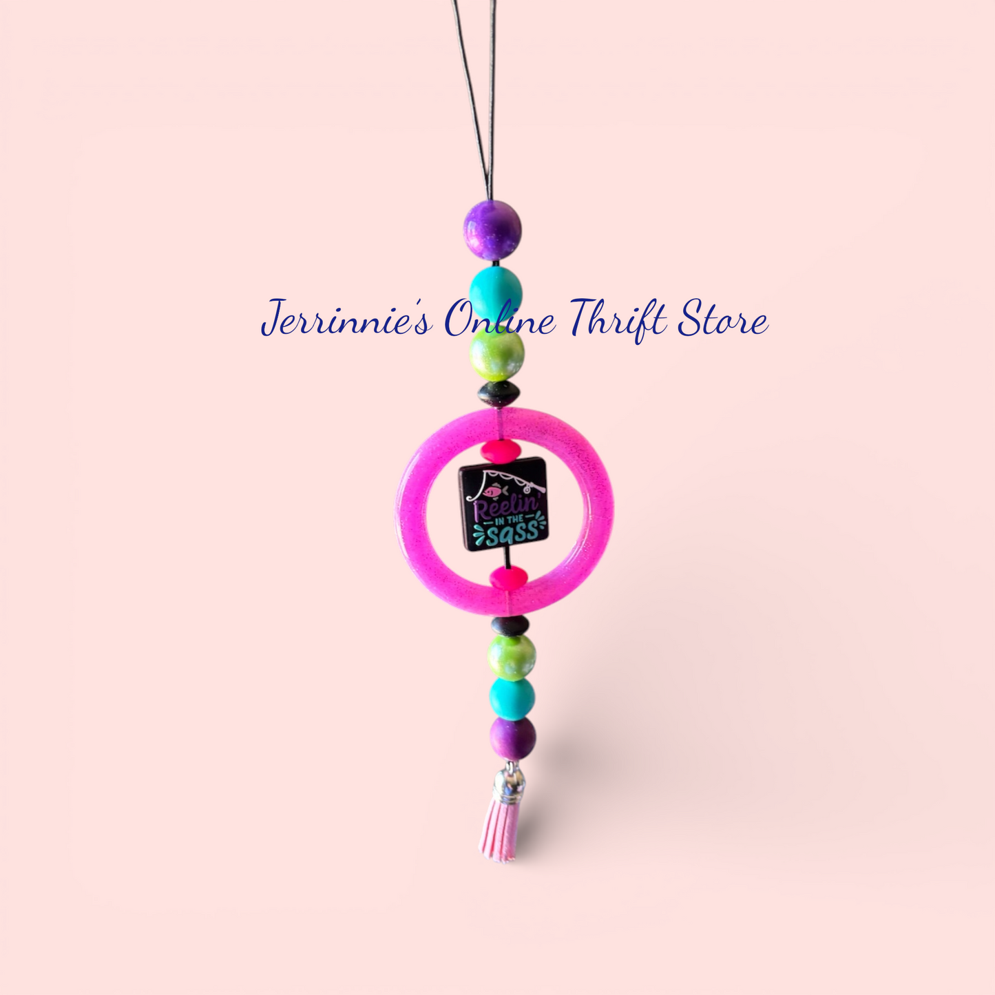 Reelin' in the Sass Beaded Car Charm - Handmade Rearview Accessory