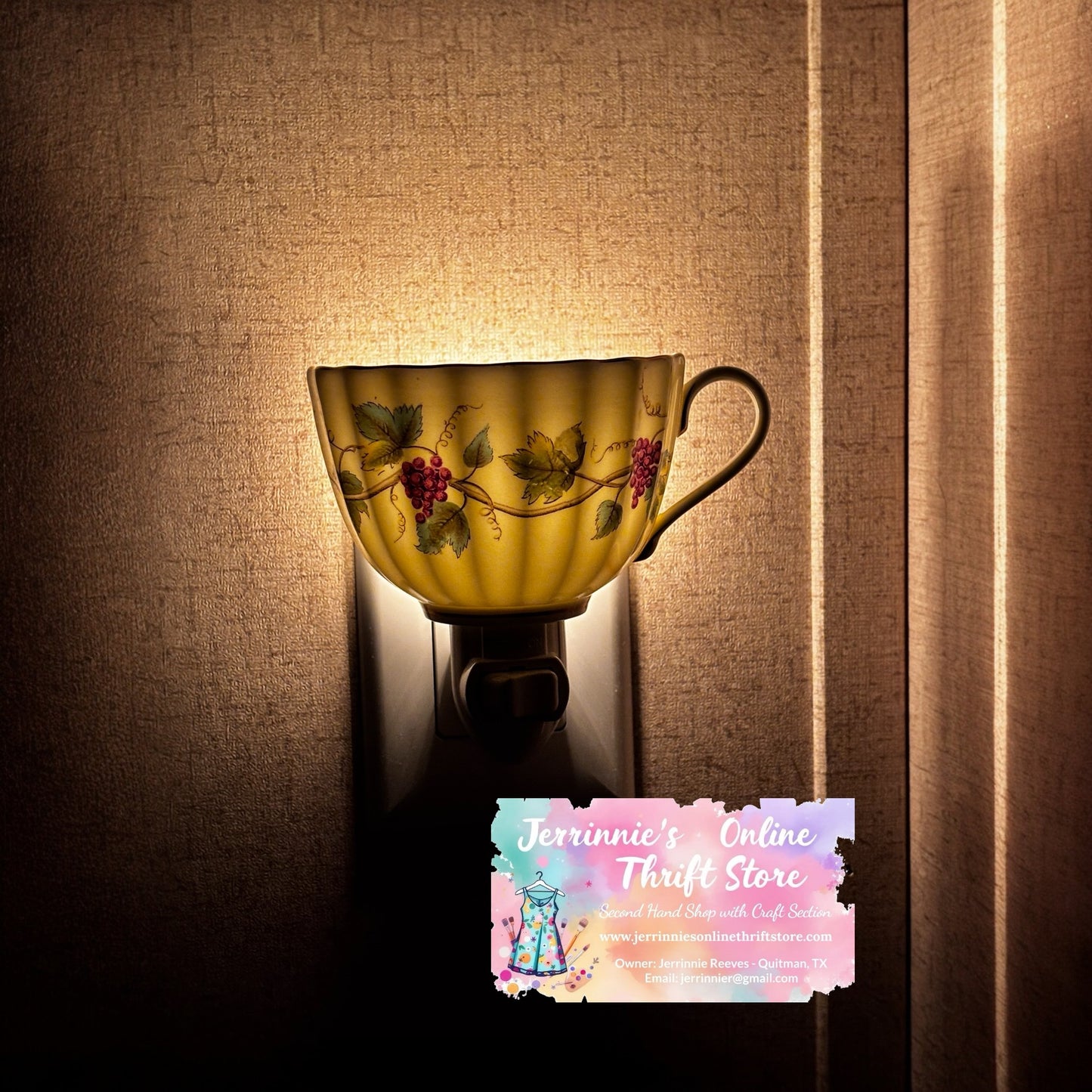 Royal Worcester Bacchanal Pattern Tea Cup Night Light - Set of 2 - Plug in