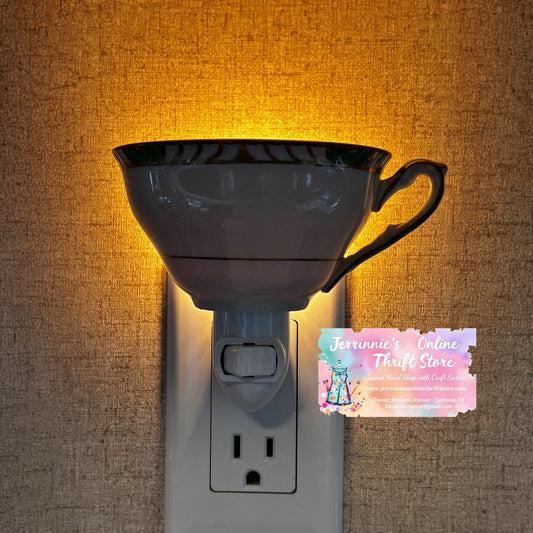 Antique English Bone China Teacup Night Light — Rare Find