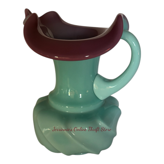 Fenton Art Glass Teal & Plum Jack-in-the-Pulpit Compote