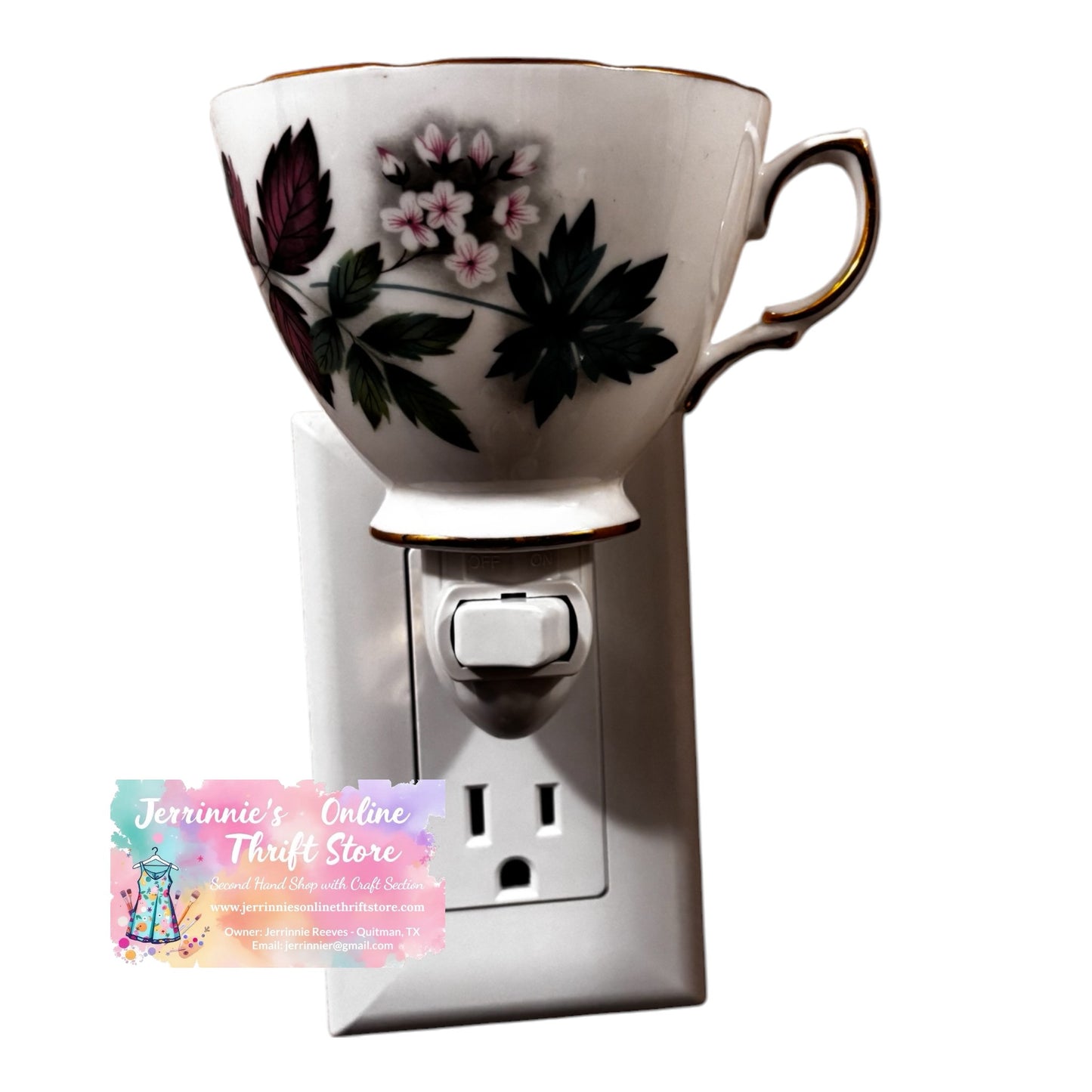 Vintage Fine China Botanical Teacup Night Light – Plug-In