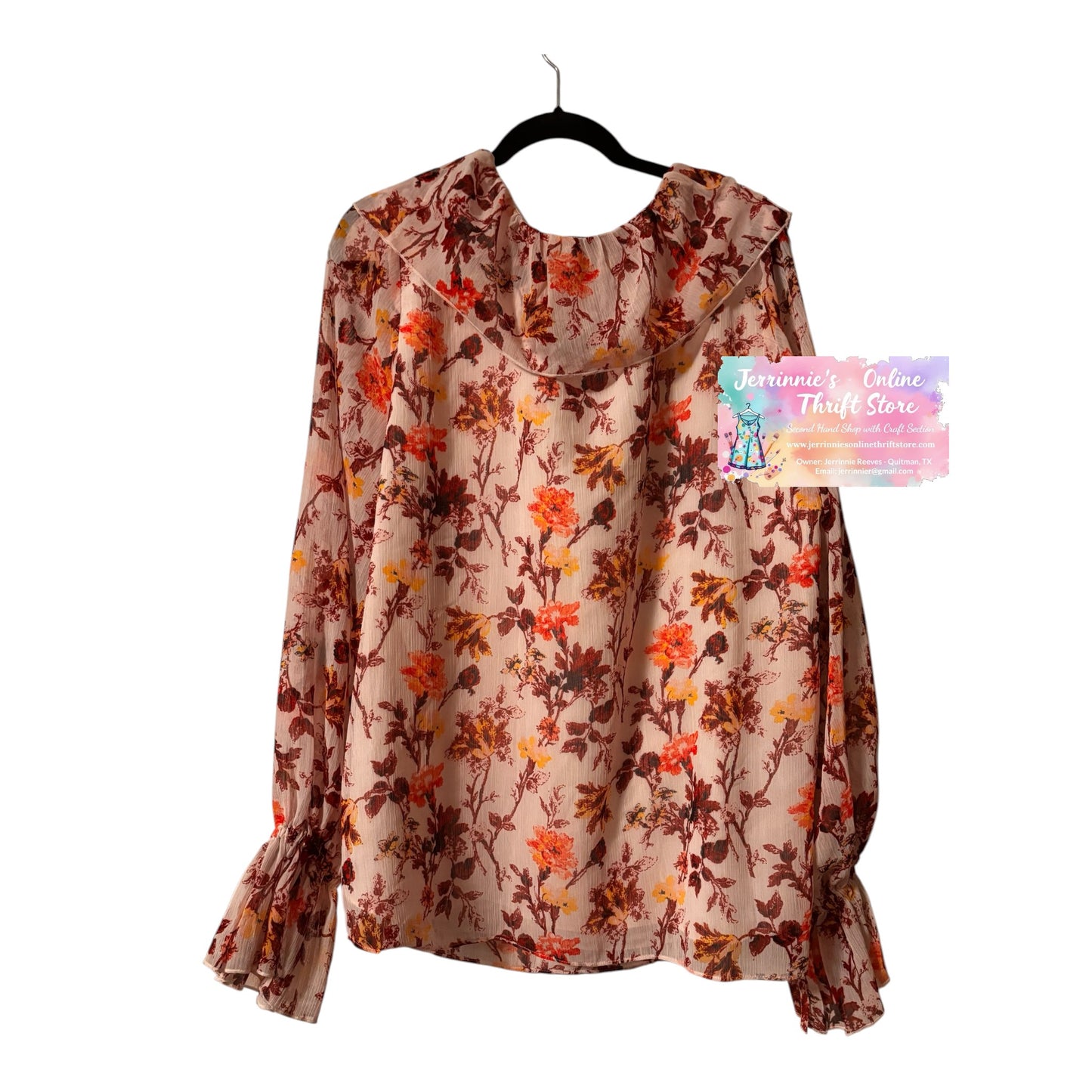 Floral Chiffon Ruffle Blouse – Long Sleeve Boho Top