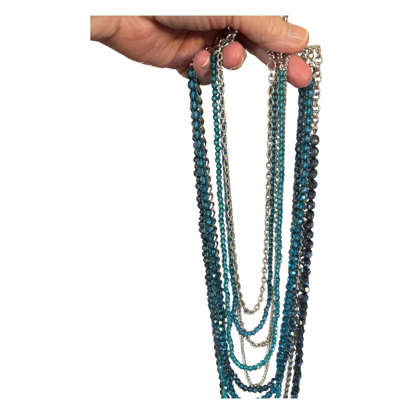 Vintage Long Blue Bicone Necklace