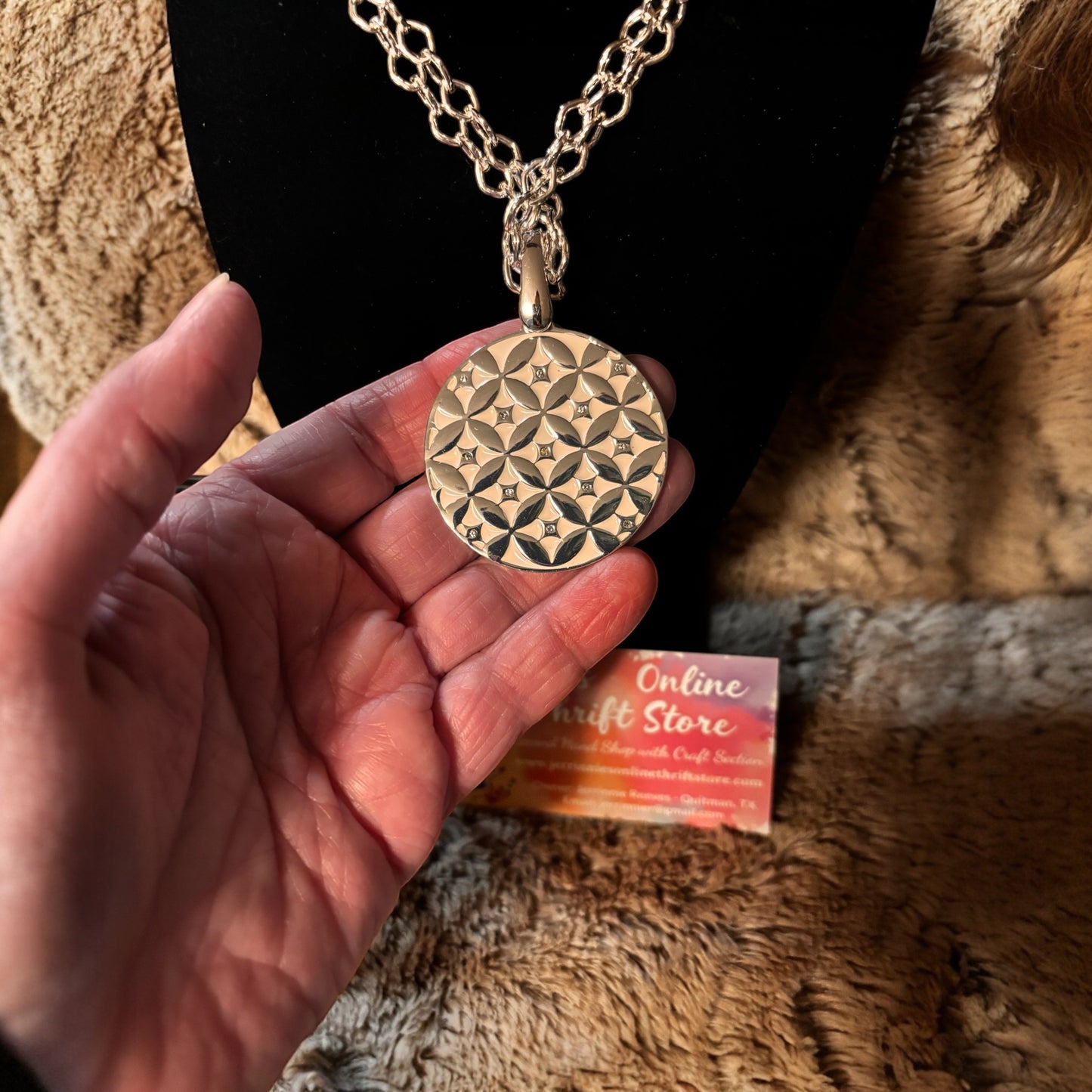 Double stranded Necklace and Reversible Pendant Earring Set